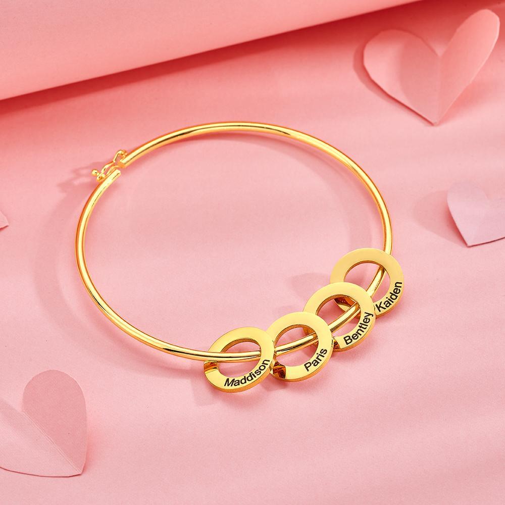 Custom Bangle Bracelet with Heart/Round Pendants Personalized Gift-Blongser