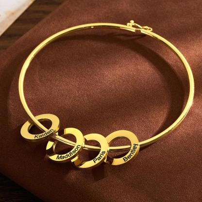 Custom Bangle Bracelet with Heart/Round Pendants Personalized Gift-Blongser