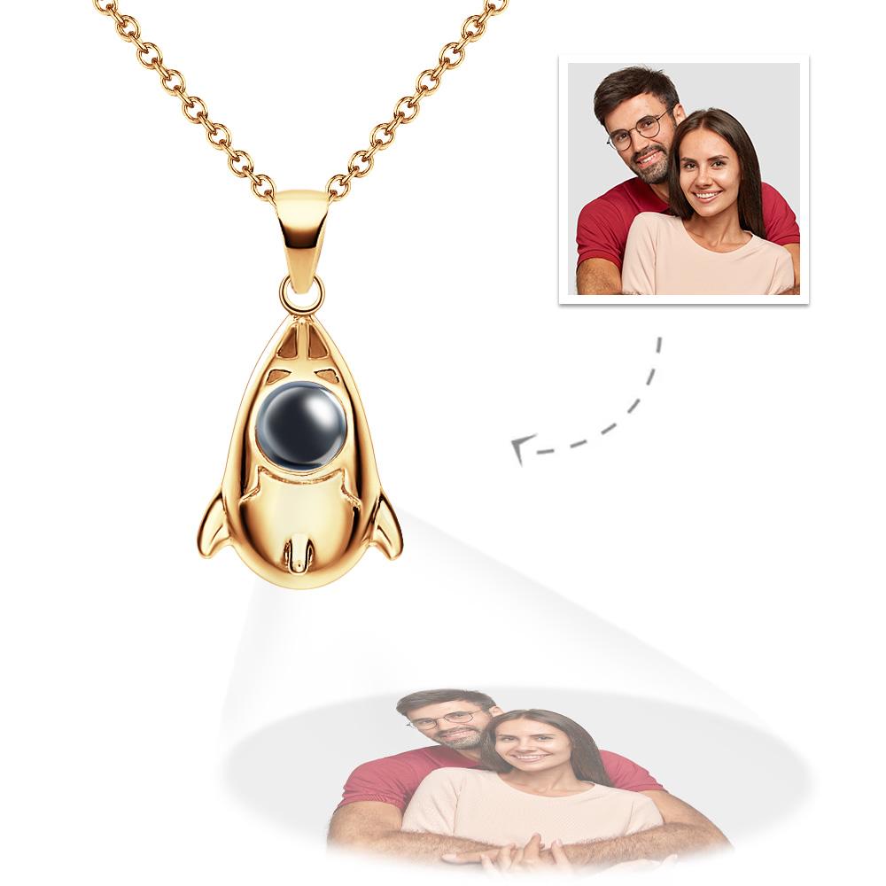 Custom Projection Photo Necklace Creative Rocket Anniversary Gifts-Blongser