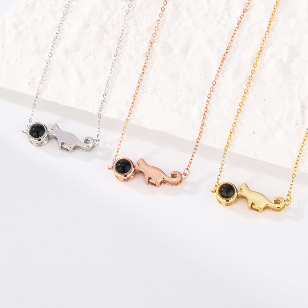 Custom Projection Necklace Little Dinosaur Photo Necklace Gift for Couples-Blongser