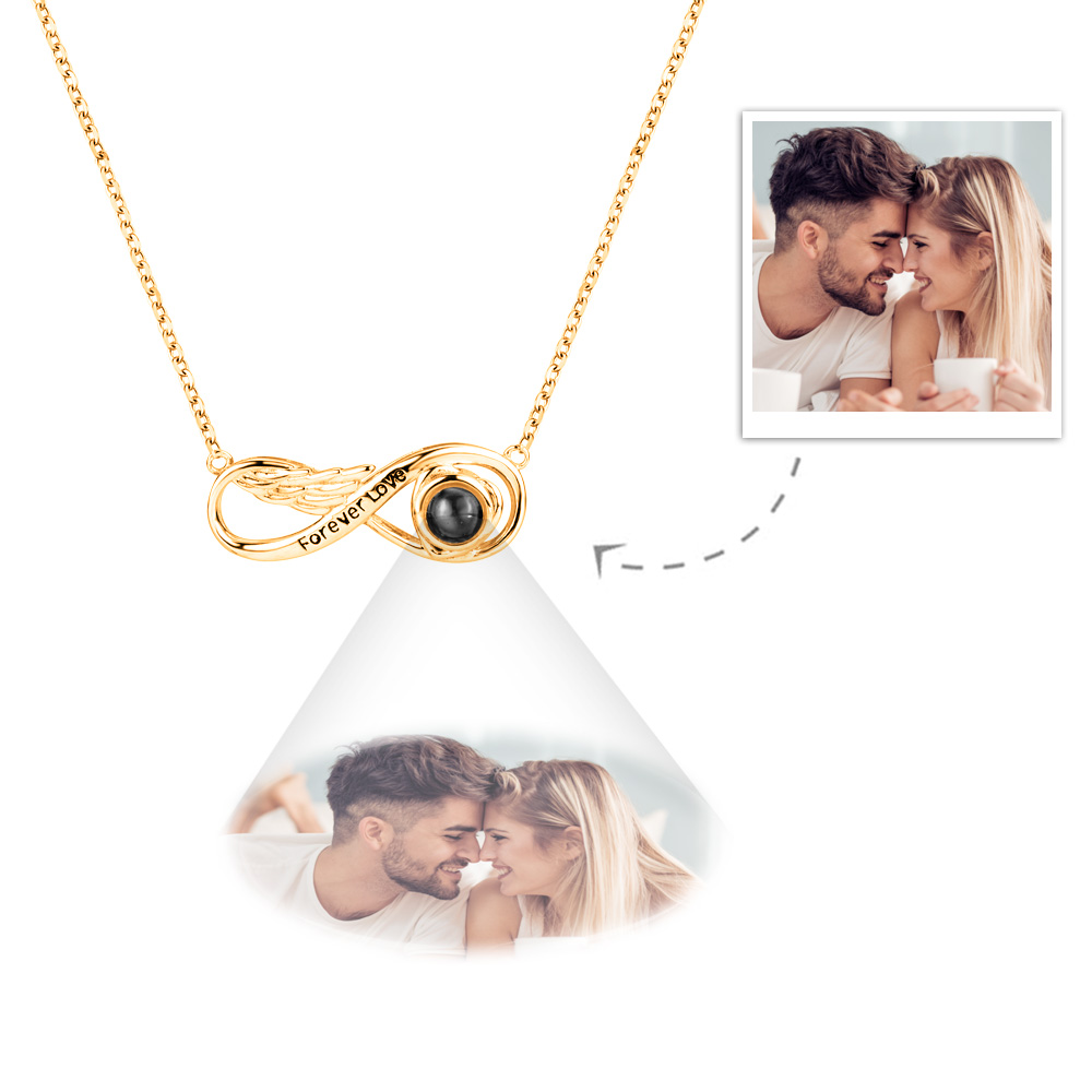 Custom Projection Necklace Engraved Forever Love Infinity Necklace Silver-Blongser