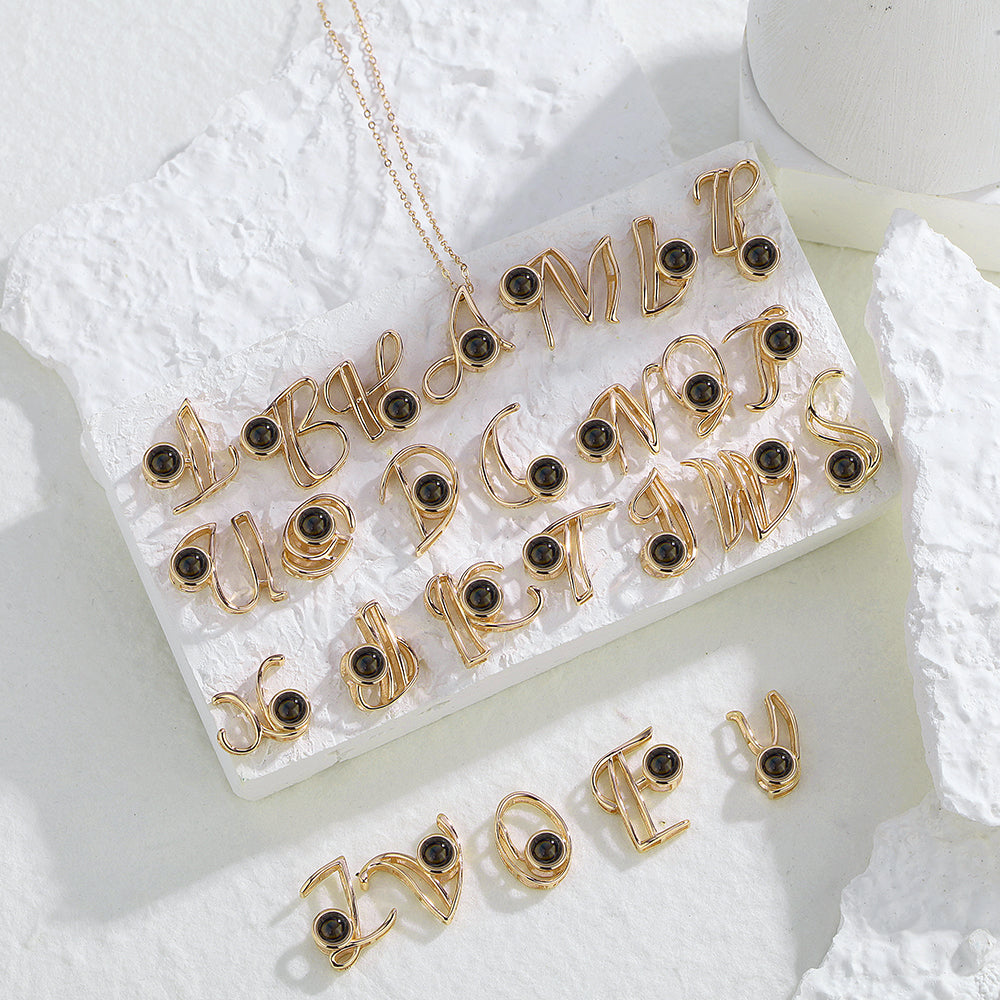 A-Z 26 Letters Custom Projection Necklace 925 Sterling Silver-Blongser