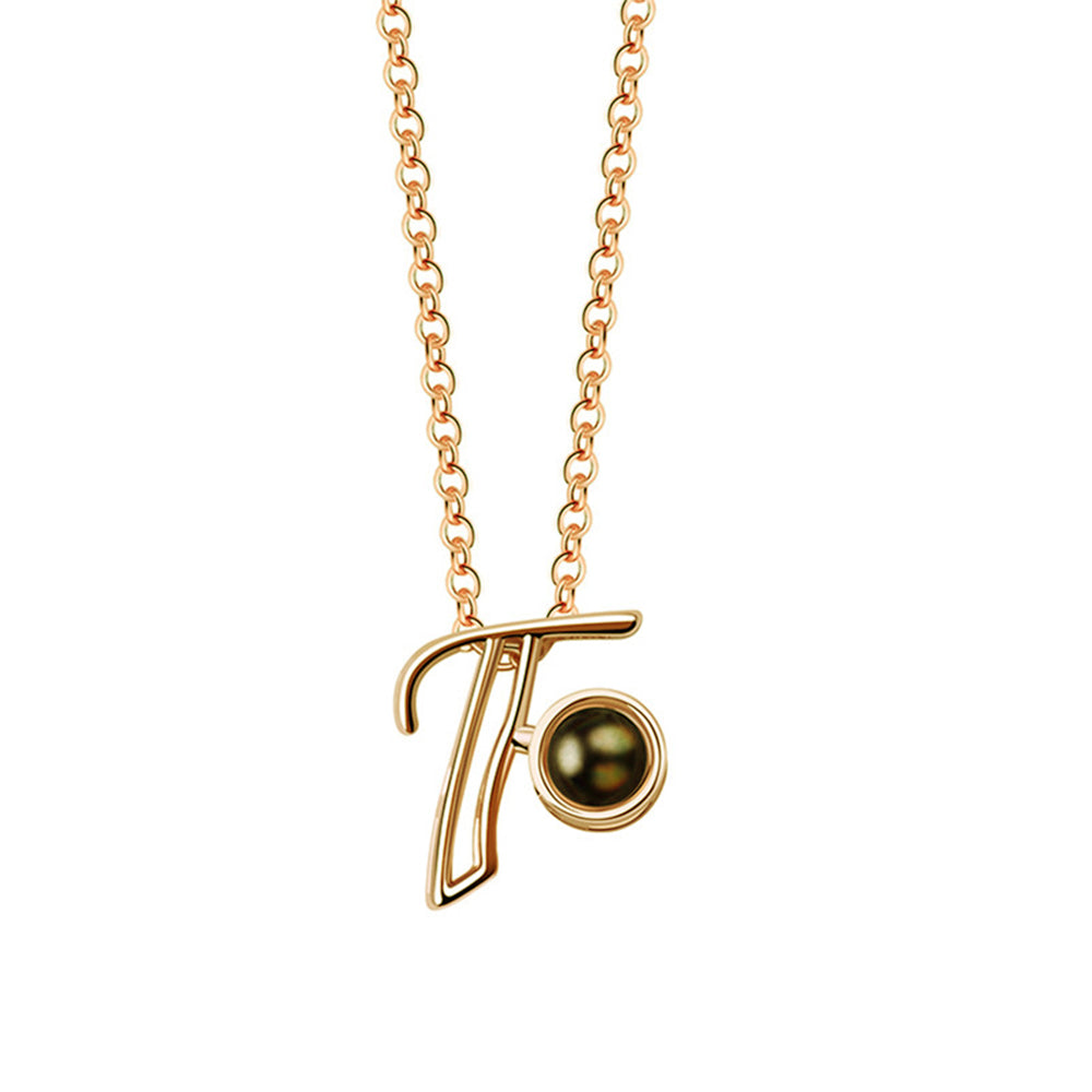 A-Z 26 Letters Custom Projection Necklace 925 Sterling Silver-Blongser