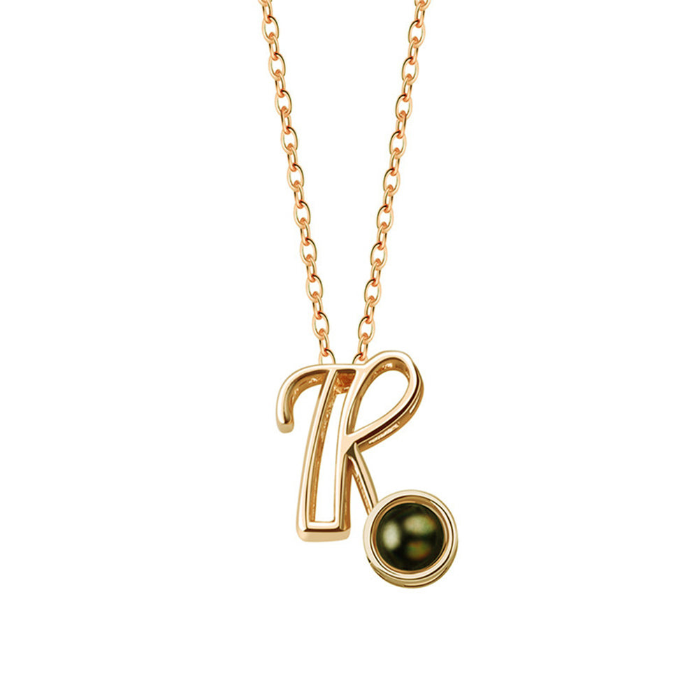 A-Z 26 Letters Custom Projection Necklace 925 Sterling Silver-Blongser