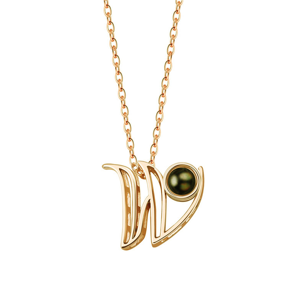 A-Z 26 Letters Custom Projection Necklace 925 Sterling Silver-Blongser