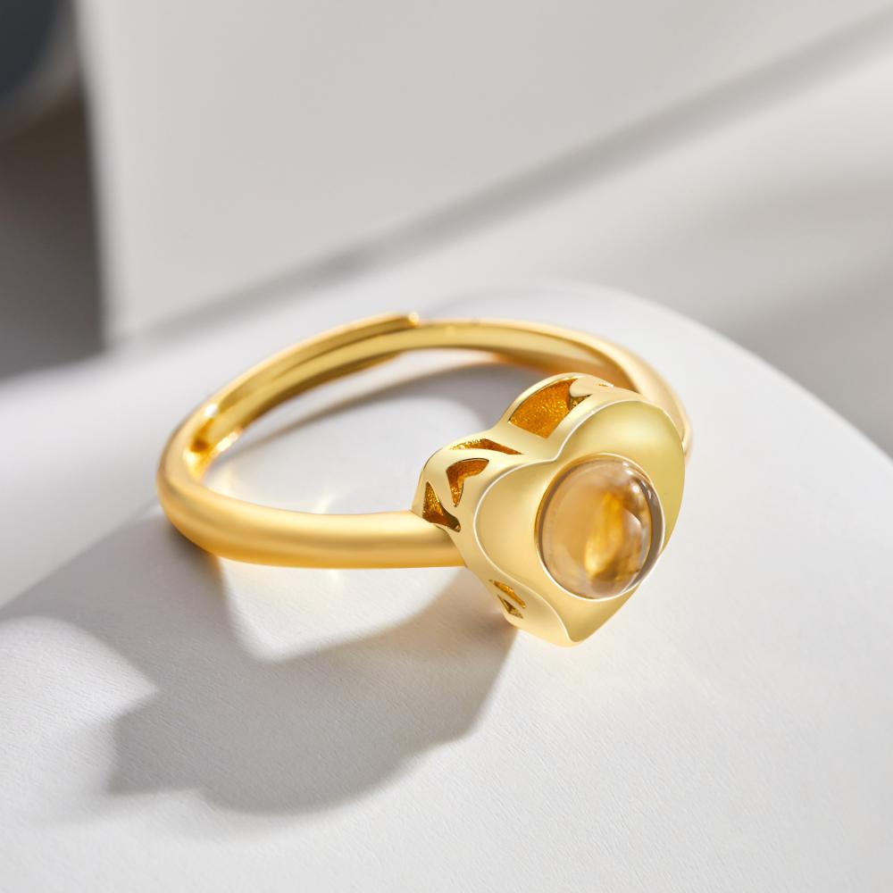 S925 Sterling Silver Heart-shaped Photo Projection Open Ring personalized Women's Jewelry Valentine's Day Gifts-Blongser