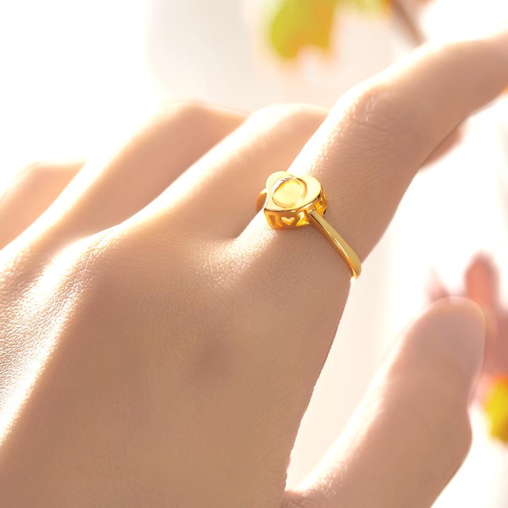 S925 Sterling Silver Heart-shaped Photo Projection Open Ring personalized Women's Jewelry Valentine's Day Gifts-Blongser