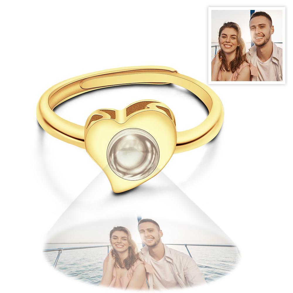 S925 Sterling Silver Heart-shaped Photo Projection Open Ring personalized Women's Jewelry Valentine's Day Gifts-Blongser