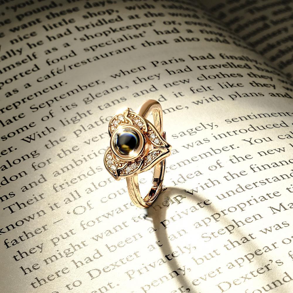 Custom Angel Wing Projection Ring Personalized Photo heart Shaped Ring for Her-Blongser