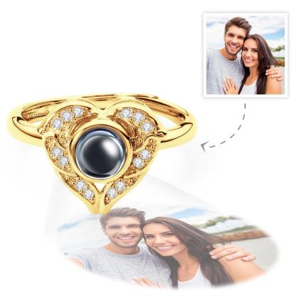 Custom Angel Wing Projection Ring Personalized Photo heart Shaped Ring for Her-Blongser