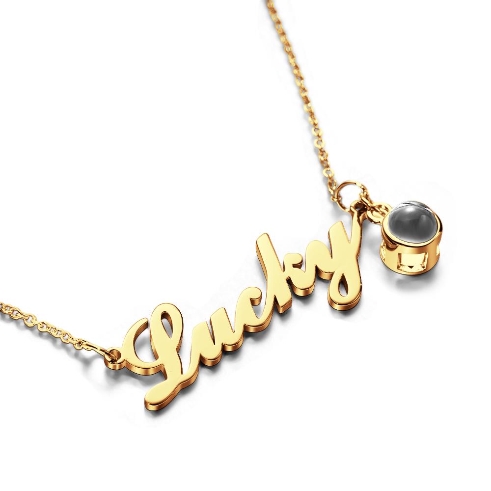 Custom Signature Lucky Name And Picture Projection Necklace Great Gift-Blongser