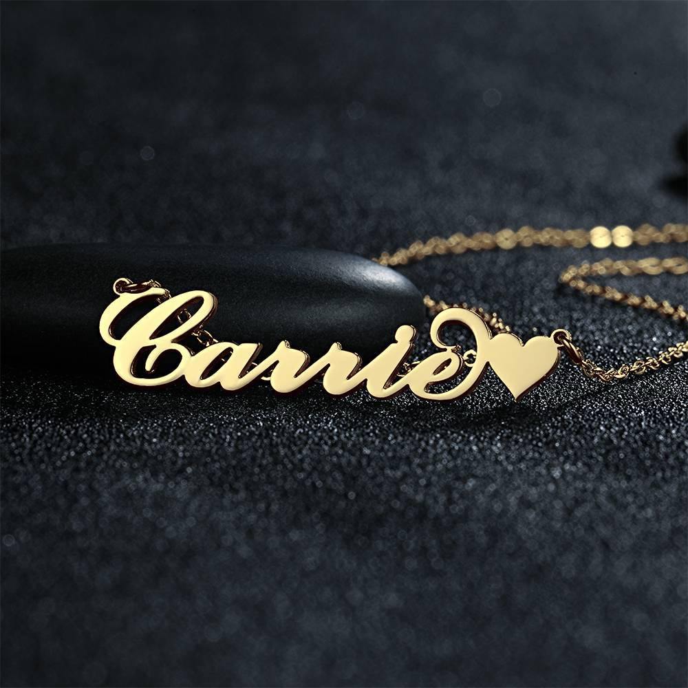 Carrie Style Custom Name Necklace with Little Heart Silver-Blongser