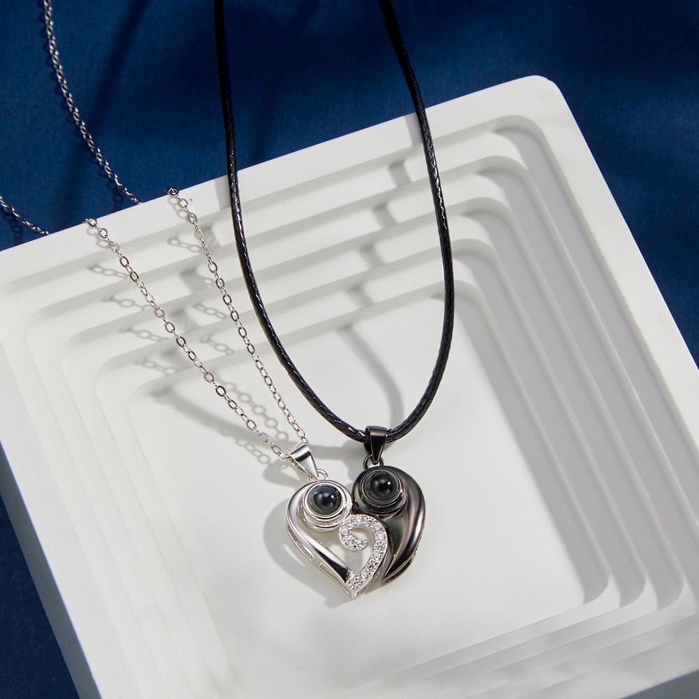 Custom Projection Necklace Heart-shaped Unique Creative Gift for Couple-Blongser