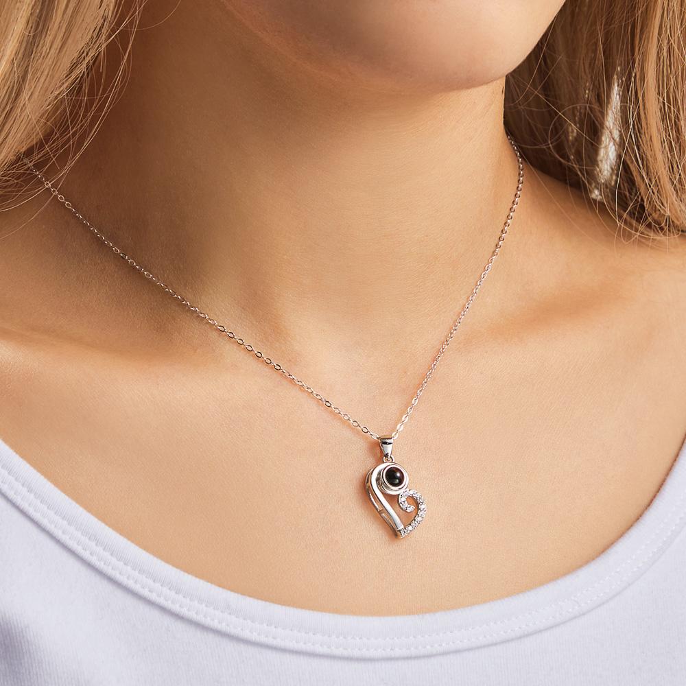 Custom Projection Necklace Heart-shaped Unique Creative Gift for Couple-Blongser