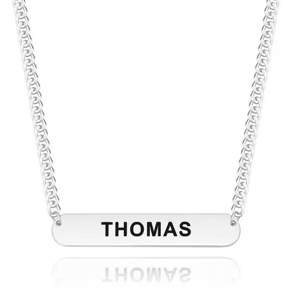 Custom Engraved Bar Necklace Thick Chain Punk Jewelry for Men-Blongser