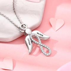 Custom Engraved Name Wings Necklace with Infinity Pendant Copper-Blongser