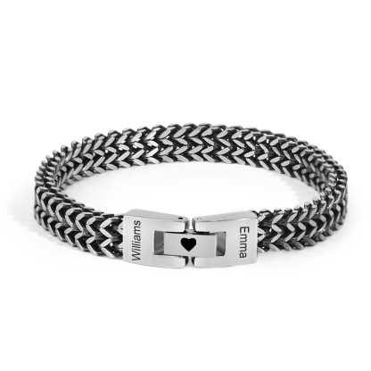 Personalized Men's Stainless Steel Interlocking Bracelet with Engraved Names Bracelet Gift for Him-Blongser