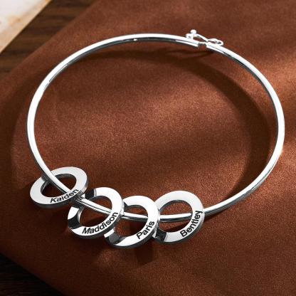 Custom Bangle Bracelet with Heart/Round Pendants Personalized Gift-Blongser