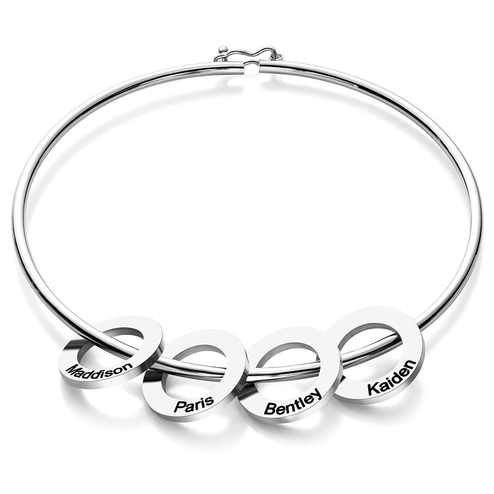 Custom Bangle Bracelet with Heart/Round Pendants Personalized Gift-Blongser