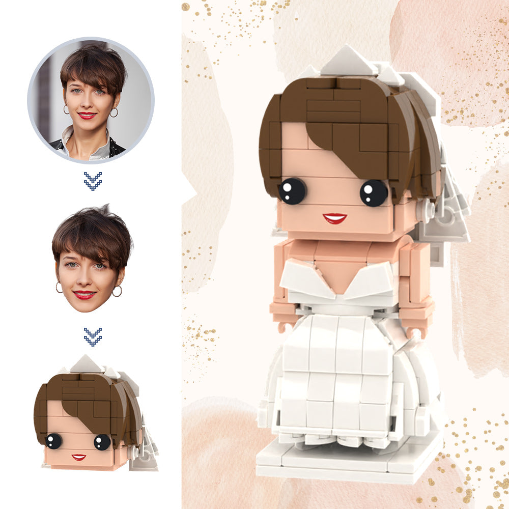 Wedding Gifts Custom Head Brick Figures Wedding Dresses Brick Figures Small Particle Block Toy-Blongser