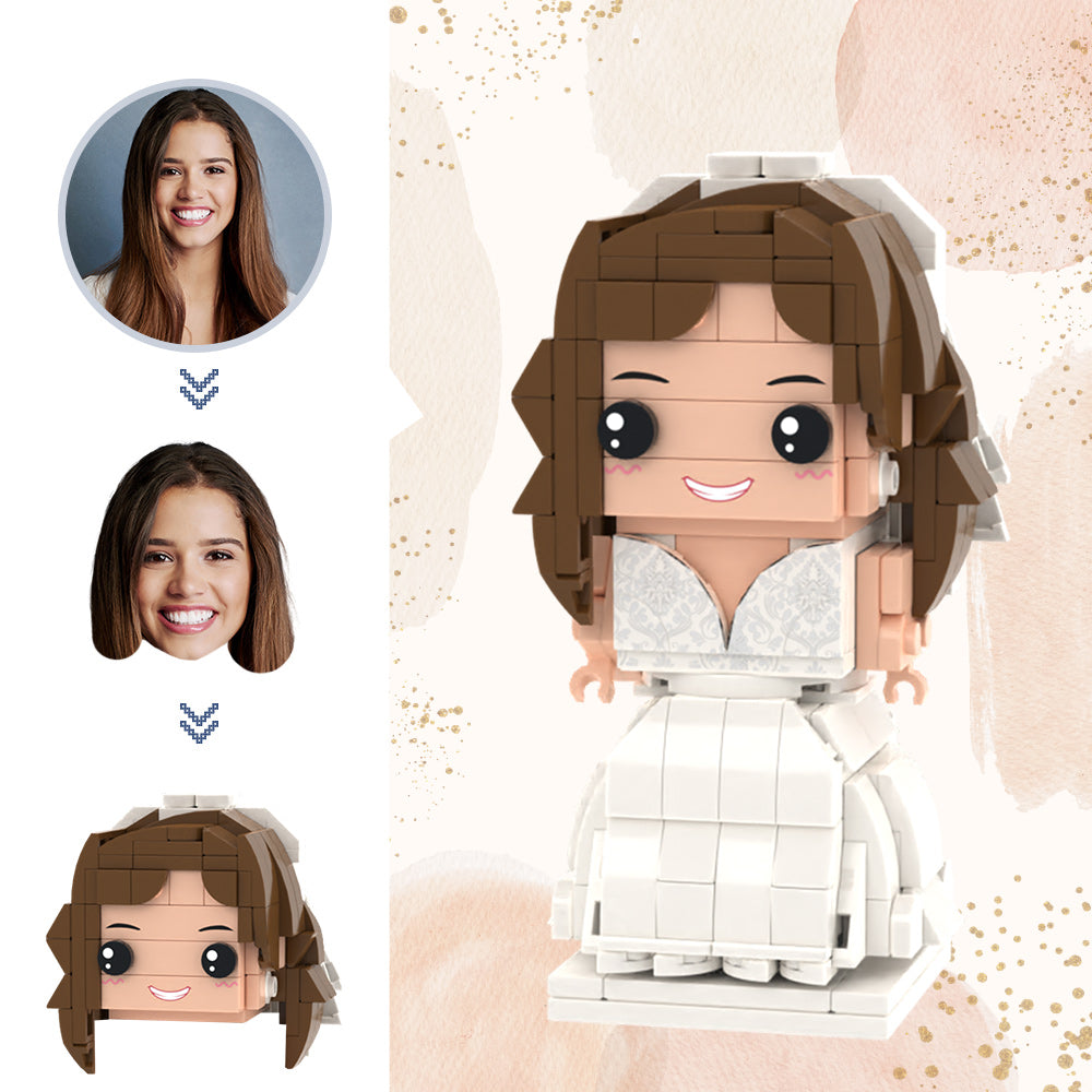 Wedding Gifts Wedding Dresses Brick Figures Custom Head Brick Figures Small Particle Block Toy-Blongser