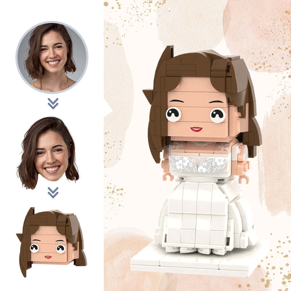 Wedding Gifts Sexy Wedding Dress Brick Figures Custom Head Brick Figures Small Particle Block Toy-Blongser