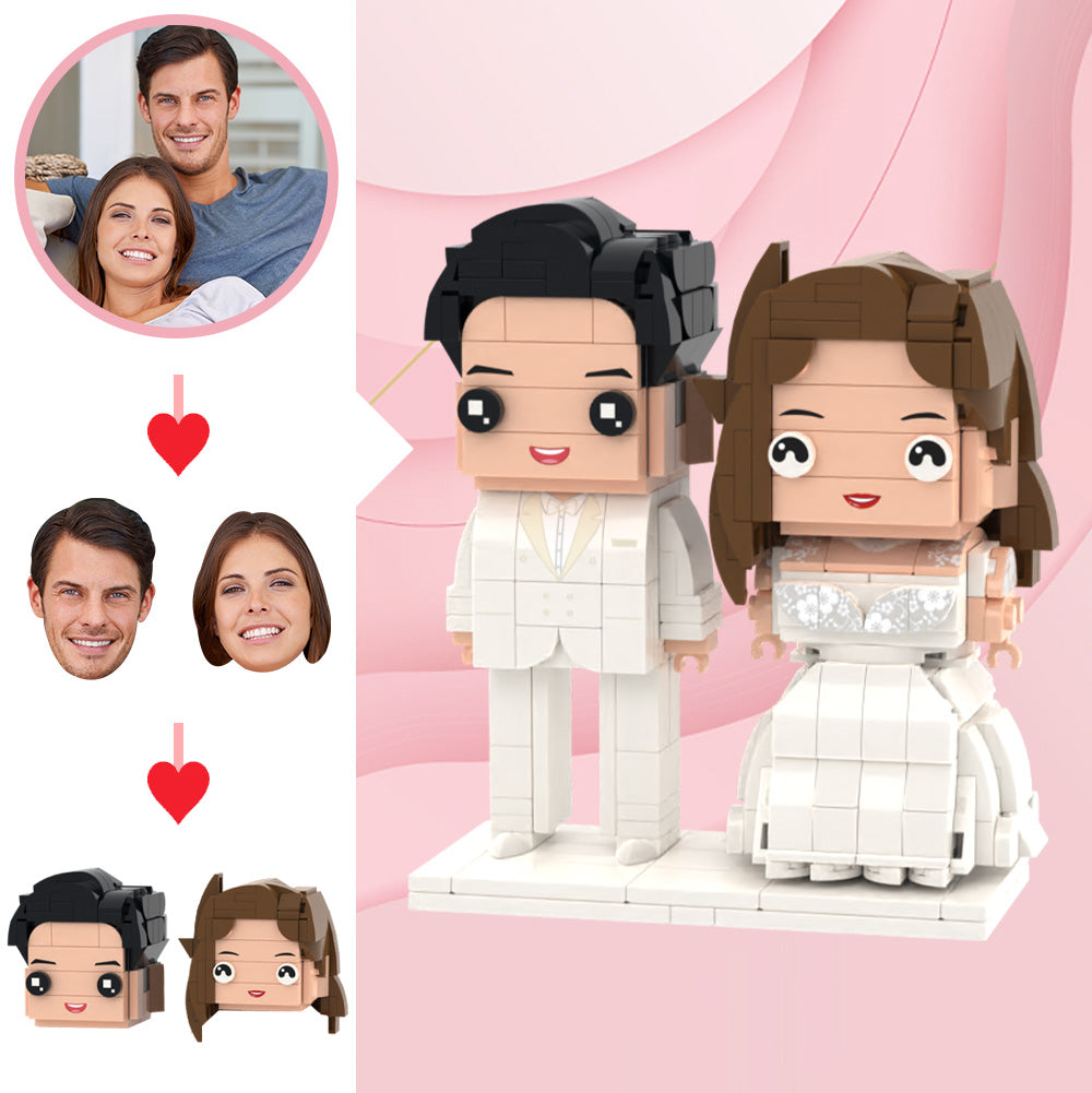 Romantic Wedding Gifts Custom 2 People Brick Figures Custom Head Brick Figures Small Particle Block Toy-Blongser