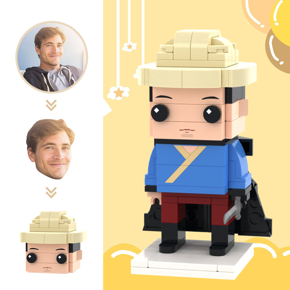 Custom Head Brick Figures Personalized Swordsman Brick Figures Small Particle Block Toy-Blongser