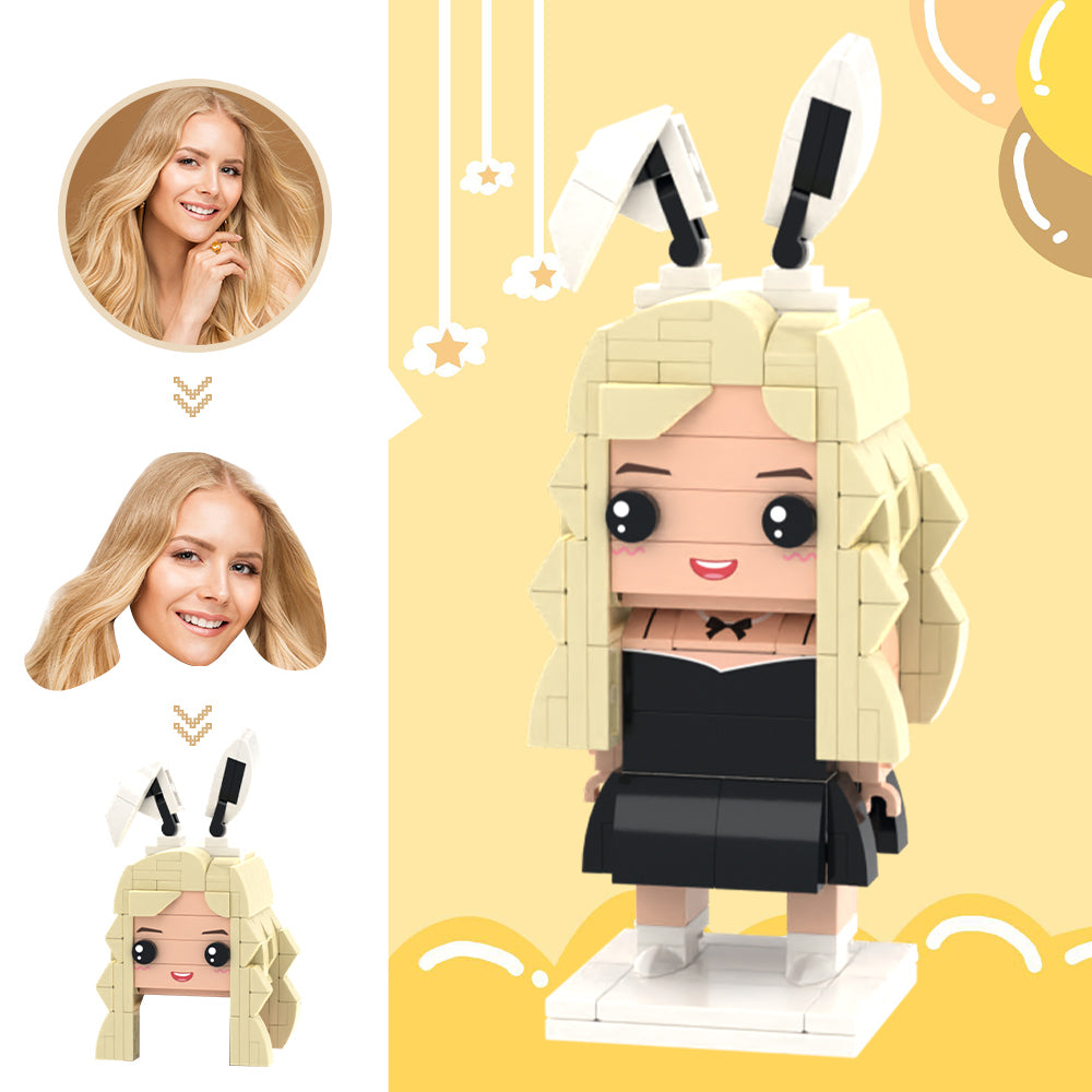 Custom Head Brick Figures Personalized Bunny Girl Brick Figures Small Particle Block Toy-Blongser