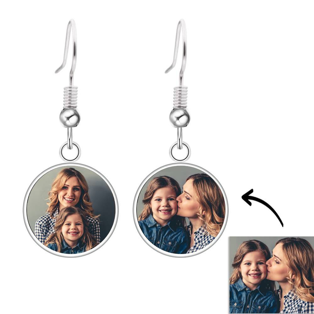 Personalized Photo Drop Earrings Two Photos Unique Jewelry For Women-Blongser