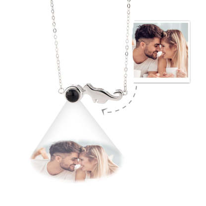 Custom Projection Necklace Little Dinosaur Photo Necklace Gift for Couples-Blongser