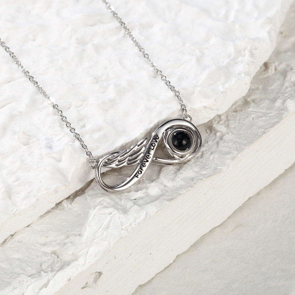Custom Projection Necklace Engraved Forever Love Infinity Necklace Silver-Blongser