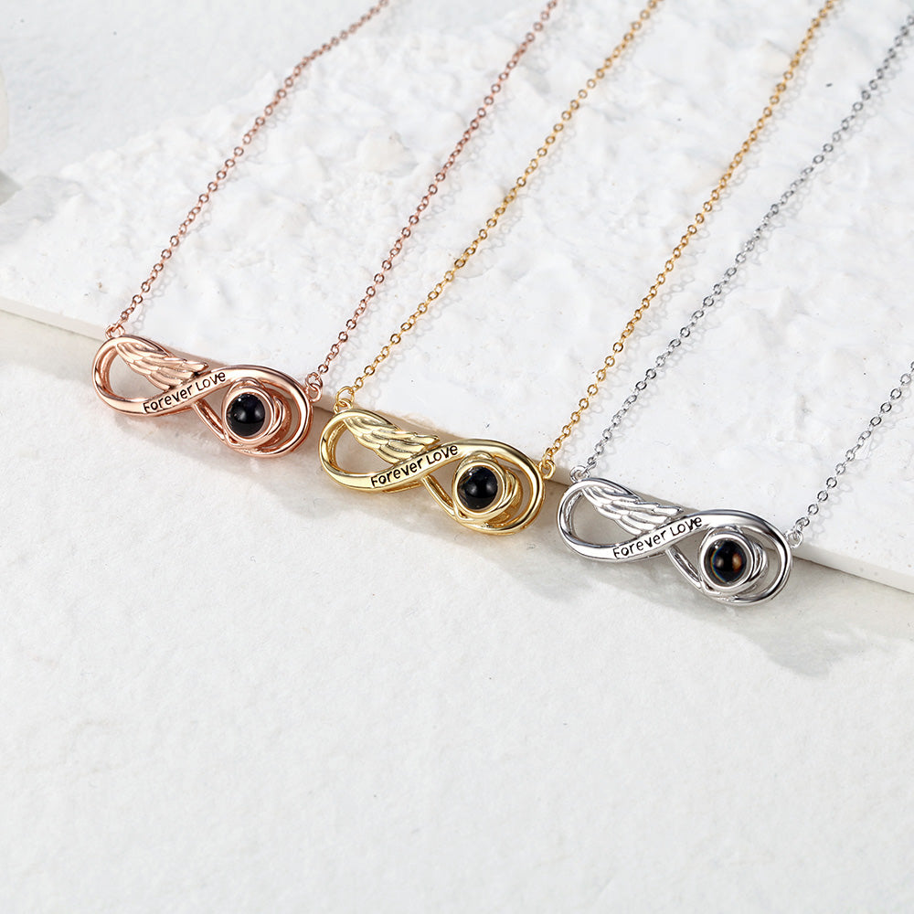 Custom Projection Necklace Engraved Forever Love Infinity Necklace Silver-Blongser