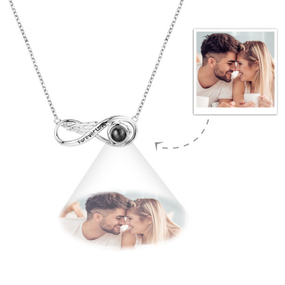 Custom Projection Necklace Engraved Forever Love Infinity Necklace Silver-Blongser