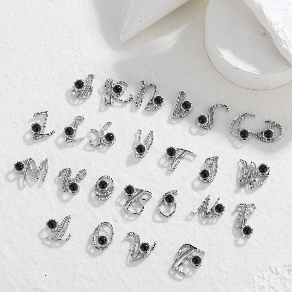 A-Z 26 Letters Custom Projection Necklace 925 Sterling Silver-Blongser