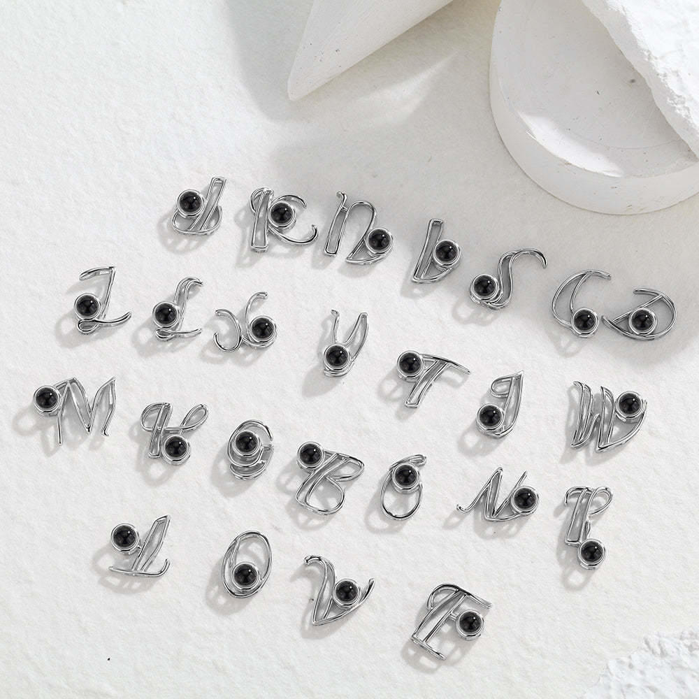 A-Z 26 Letters Custom Projection Necklace 925 Sterling Silver-Blongser
