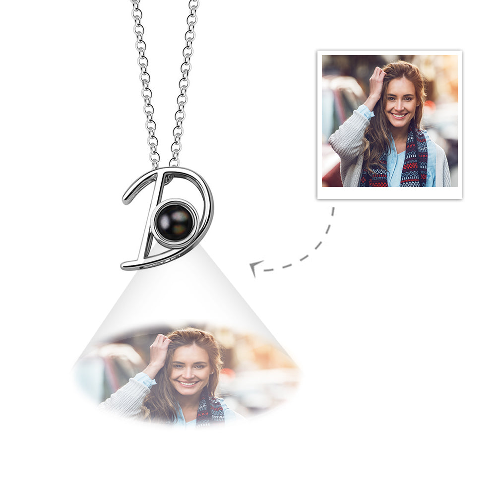 A-Z 26 Letters Custom Projection Necklace 925 Sterling Silver-Blongser