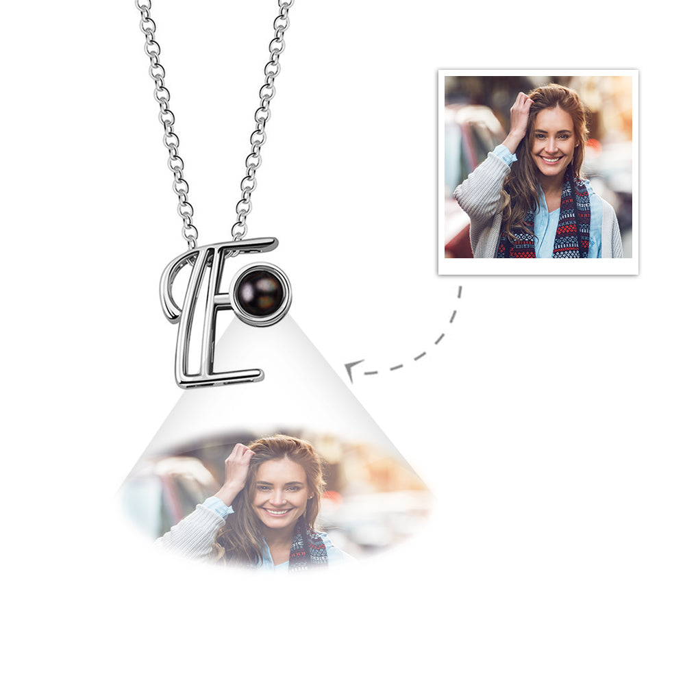 A-Z 26 Letters Custom Projection Necklace 925 Sterling Silver-Blongser