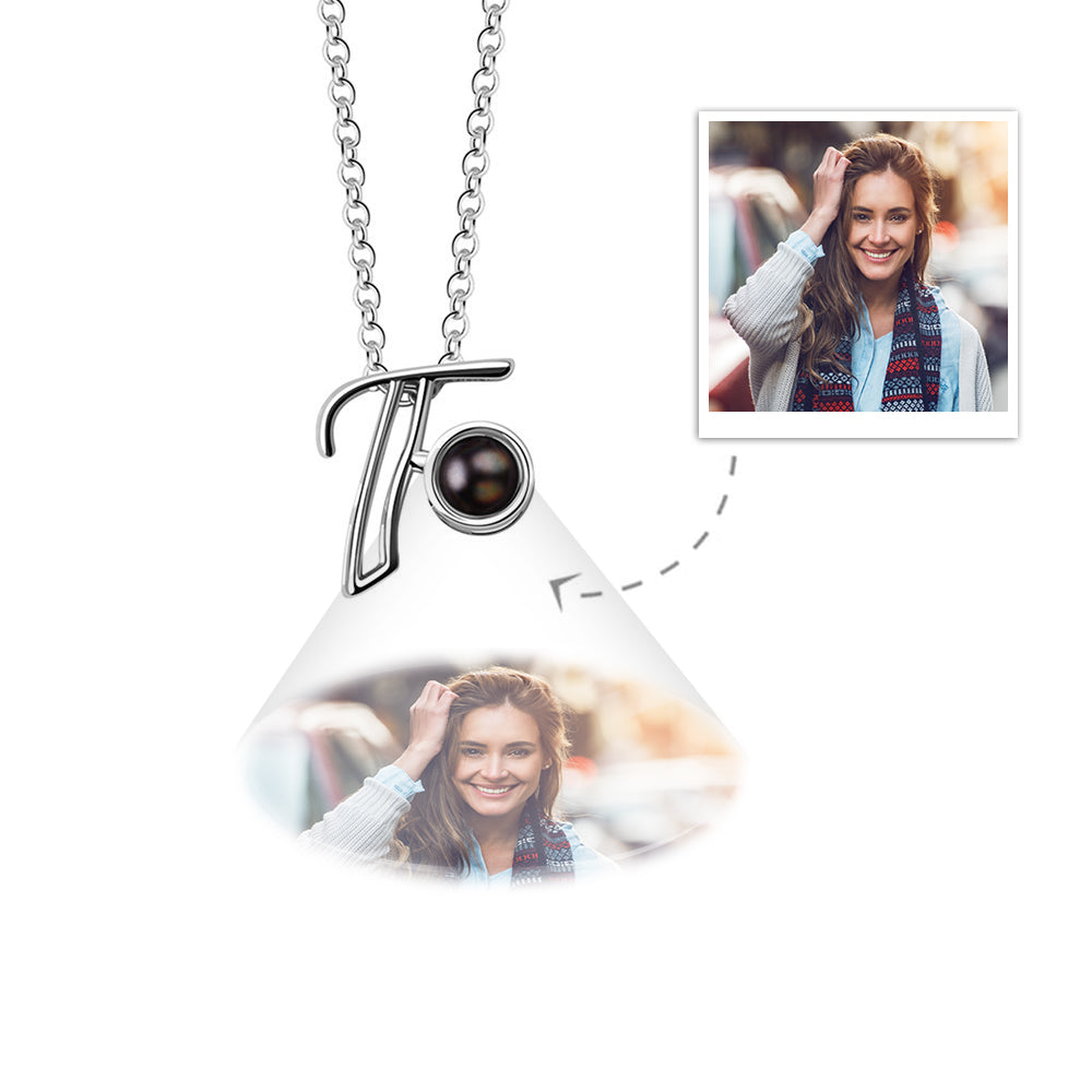 A-Z 26 Letters Custom Projection Necklace 925 Sterling Silver-Blongser