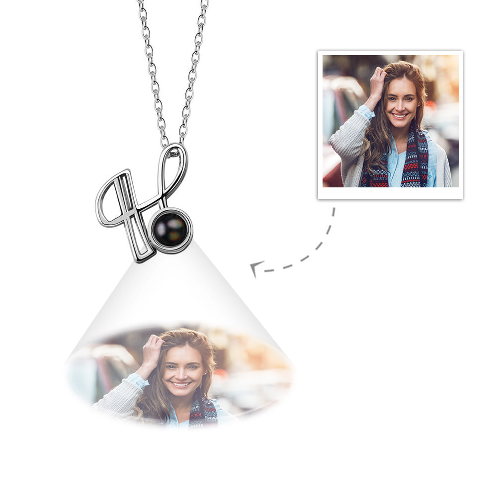 A-Z 26 Letters Custom Projection Necklace 925 Sterling Silver-Blongser