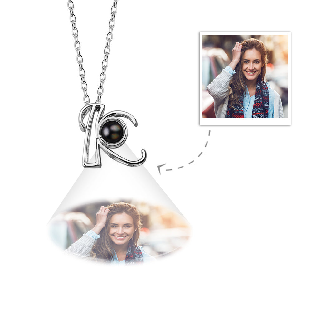 A-Z 26 Letters Custom Projection Necklace 925 Sterling Silver-Blongser