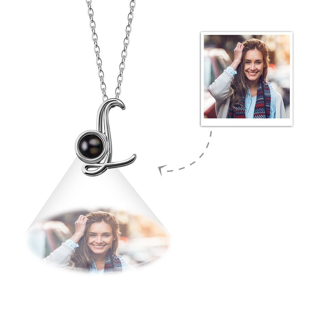 A-Z 26 Letters Custom Projection Necklace 925 Sterling Silver-Blongser