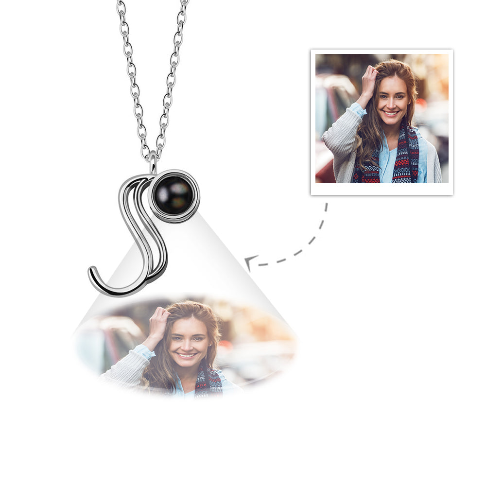 A-Z 26 Letters Custom Projection Necklace 925 Sterling Silver-Blongser