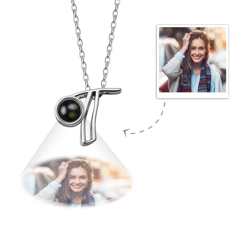 A-Z 26 Letters Custom Projection Necklace 925 Sterling Silver-Blongser