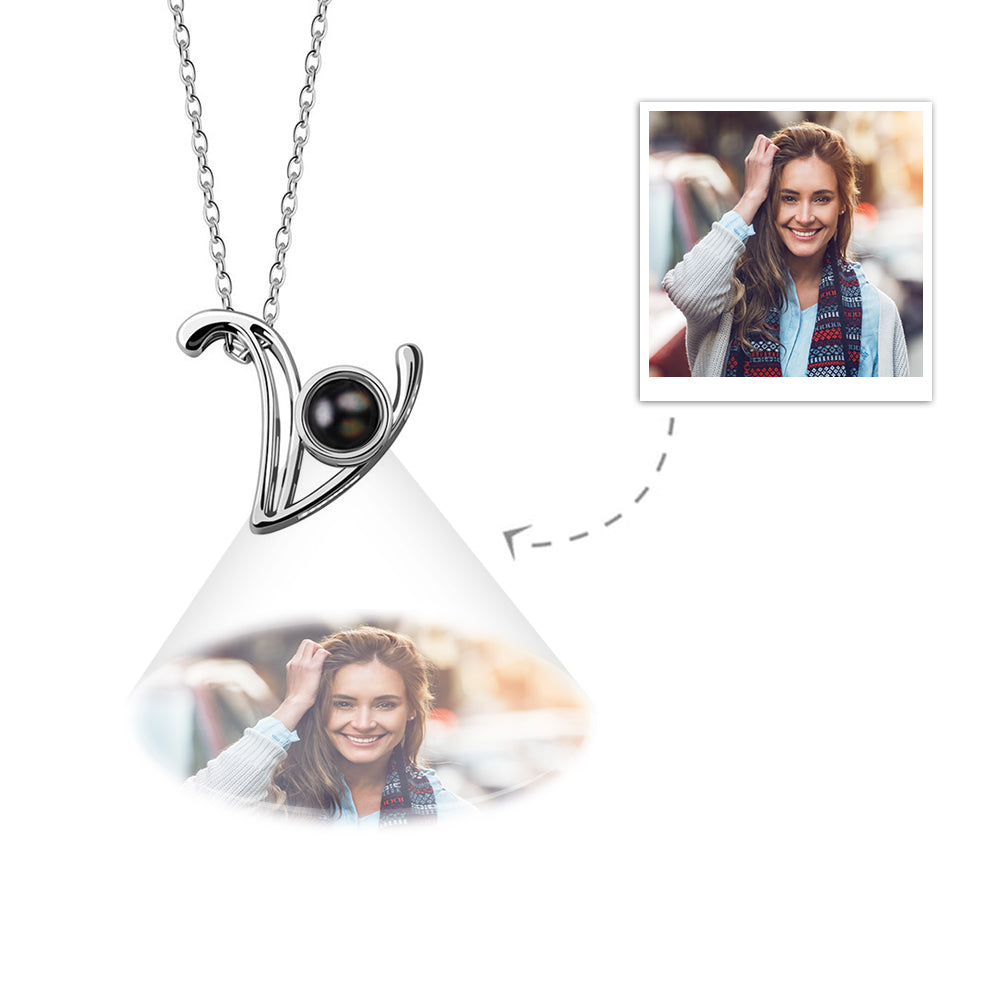 A-Z 26 Letters Custom Projection Necklace 925 Sterling Silver-Blongser