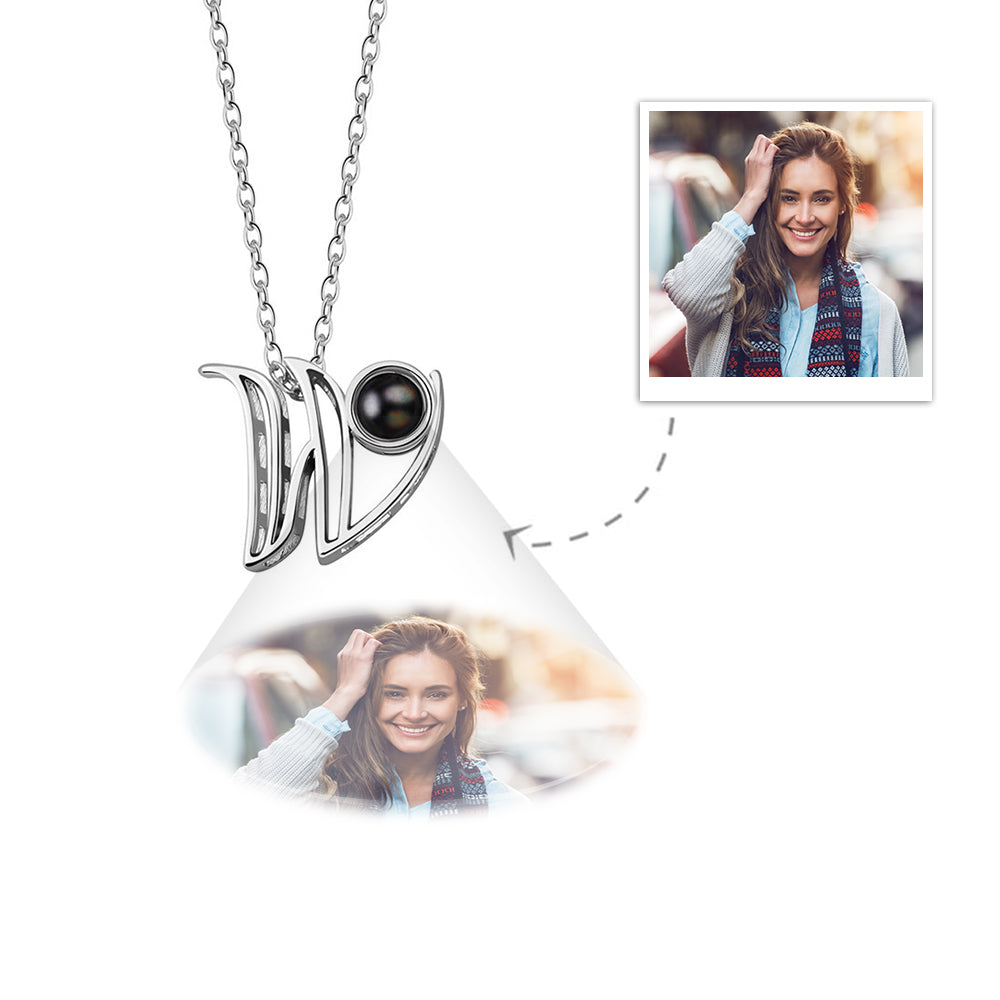 A-Z 26 Letters Custom Projection Necklace 925 Sterling Silver-Blongser