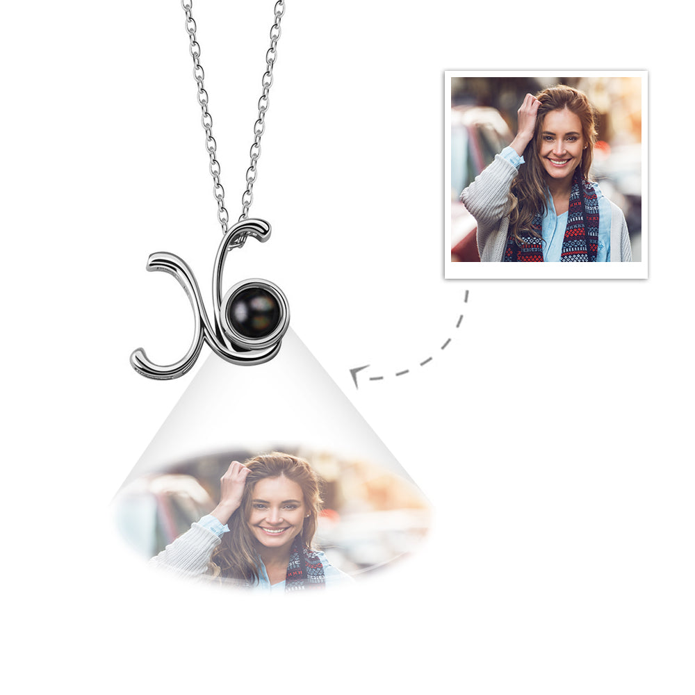 A-Z 26 Letters Custom Projection Necklace 925 Sterling Silver-Blongser