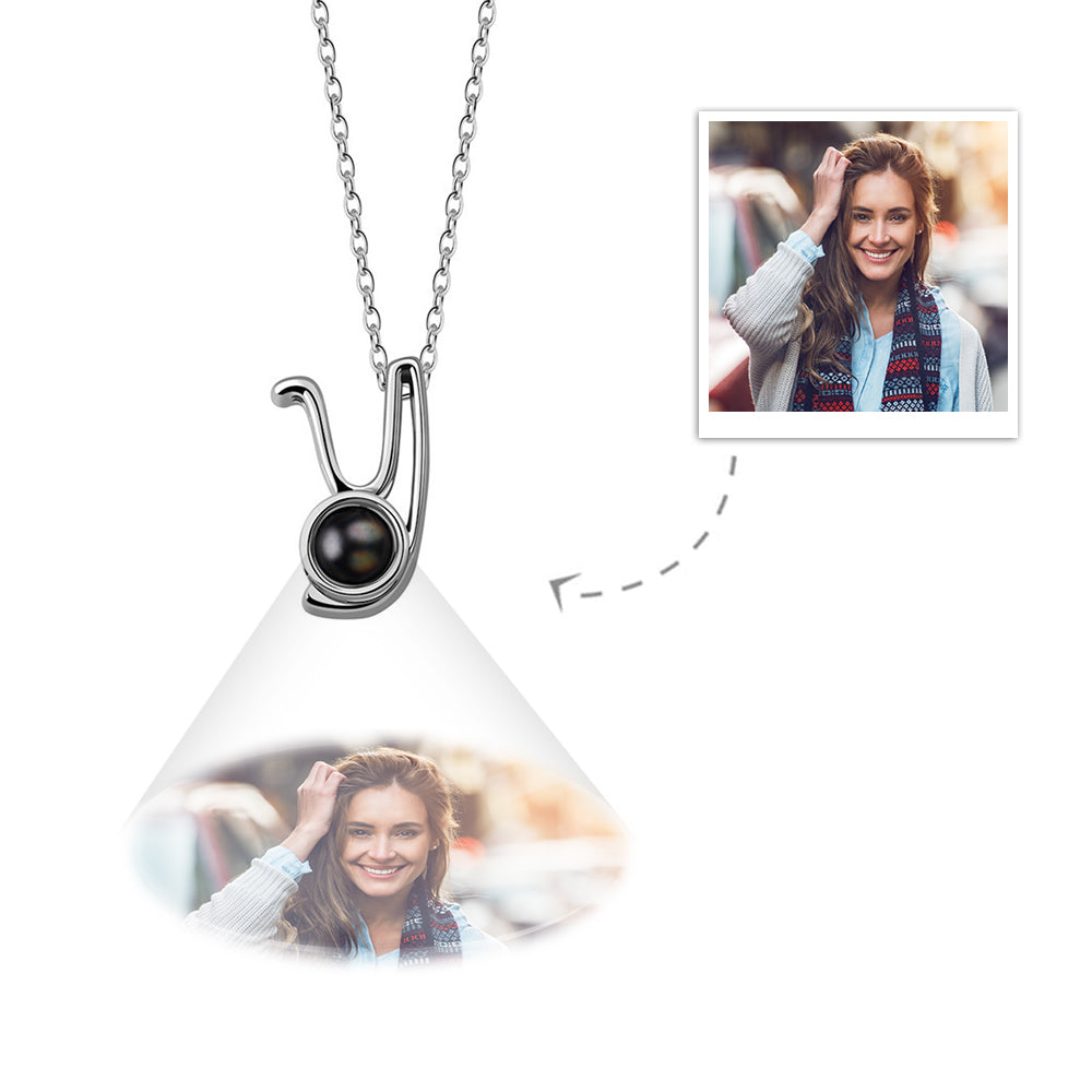 A-Z 26 Letters Custom Projection Necklace 925 Sterling Silver-Blongser