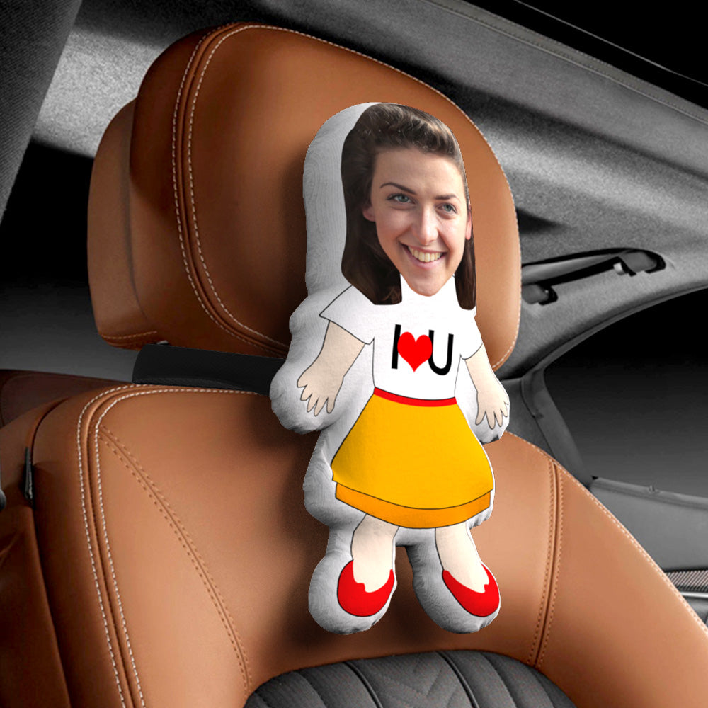 Personalized  Face Car Seat Pillow  I LOVE U Customized Soft Face Pillow For Car and Chair-Blongser