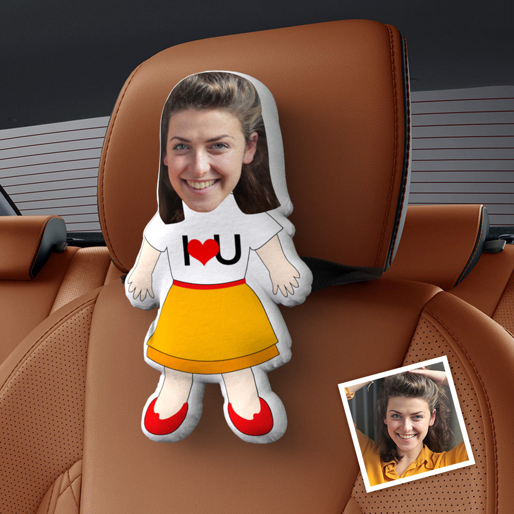 Personalized  Face Car Seat Pillow  I LOVE U Customized Soft Face Pillow For Car and Chair-Blongser